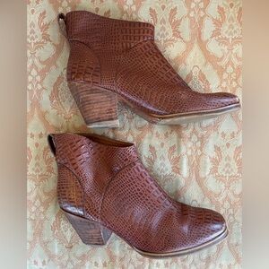 Rachel Comey rich mahogany stamped booties with wooden heel 9.5
